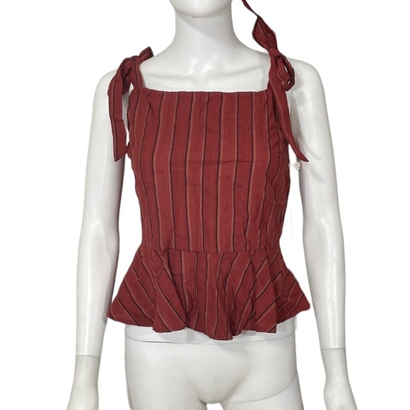Lumiere Tops - Lumiere Red Striped Sleeveless Top